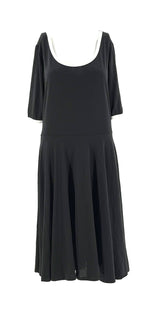 Black Midi Dress Size XL With White Trim Round Collar And Sleeves By Lularoe - TheRealThreads